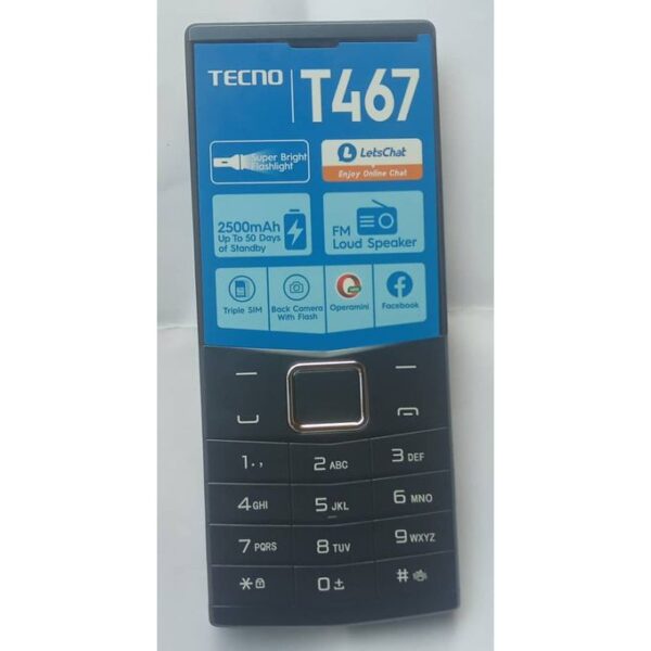 Tecno T467, 2.4 Inch,Fm ,Battery 2500 MAh- Black